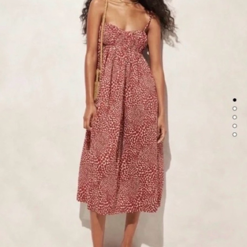 J Crew Red and White Empire Waist Cotton voile Maxi Dress